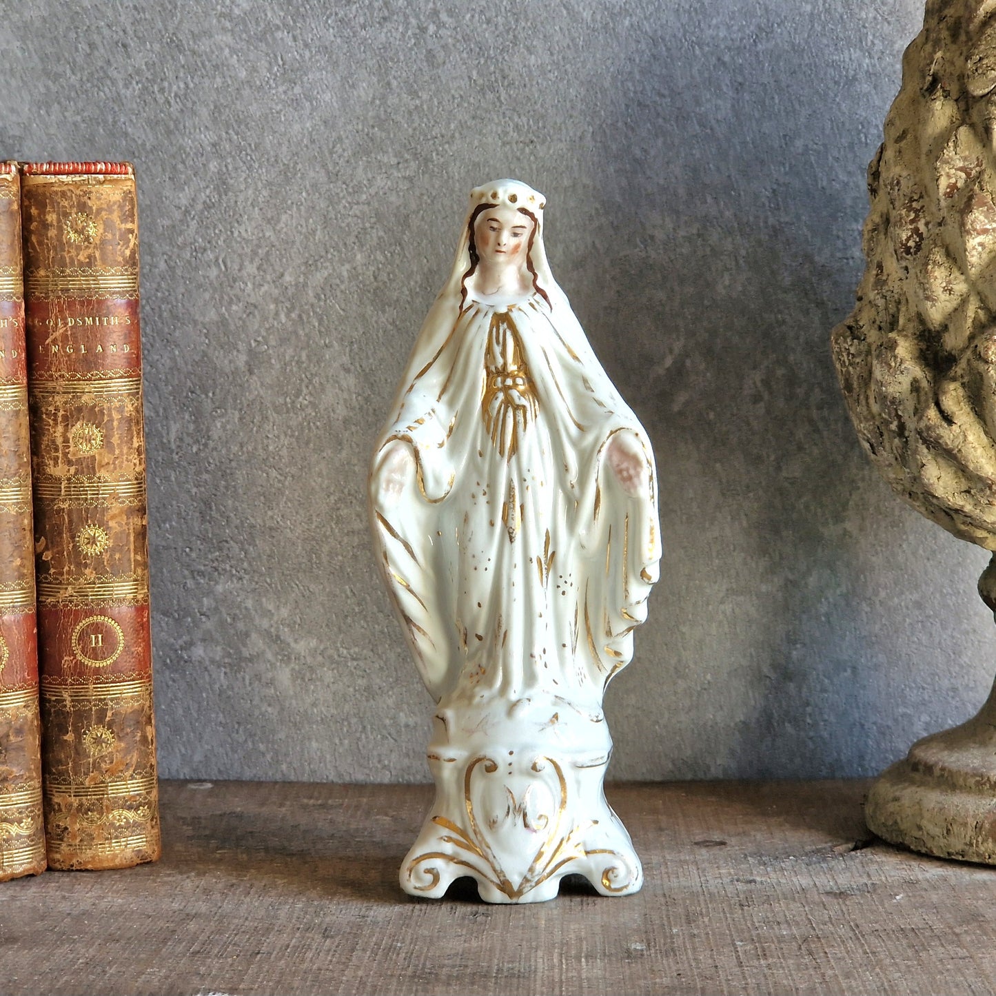 French Paris porcelain Madonna statue. Virgin Mary statue.