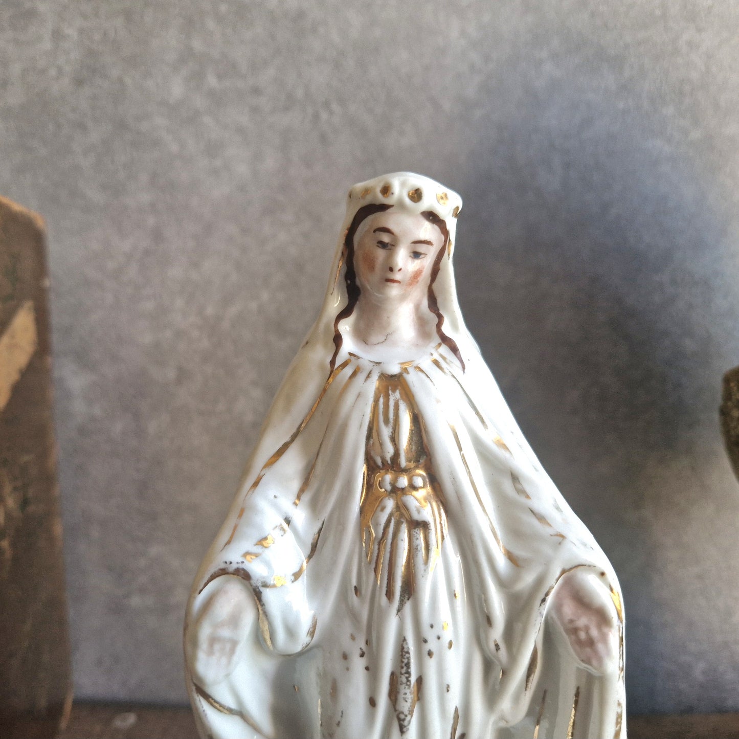 French Paris porcelain Madonna statue. Virgin Mary statue.