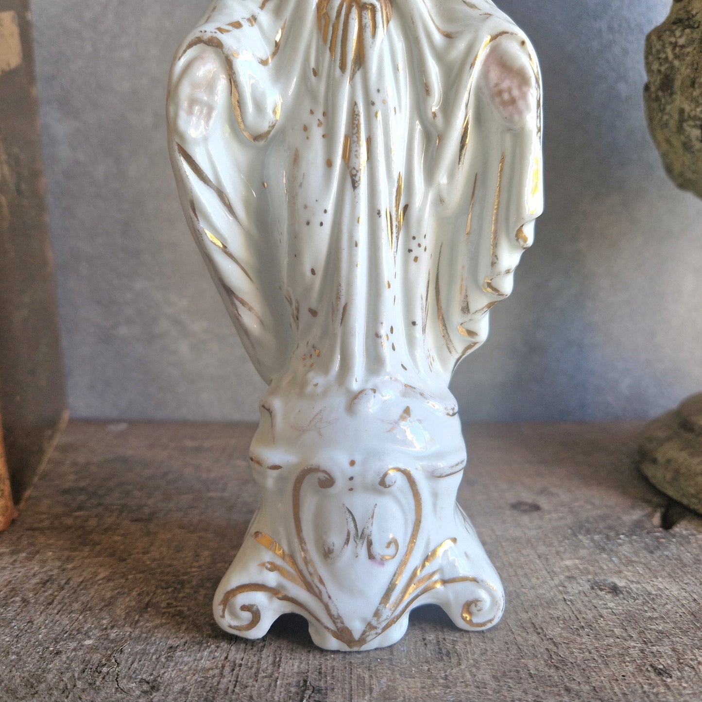 French Paris porcelain Madonna statue. Virgin Mary statue.