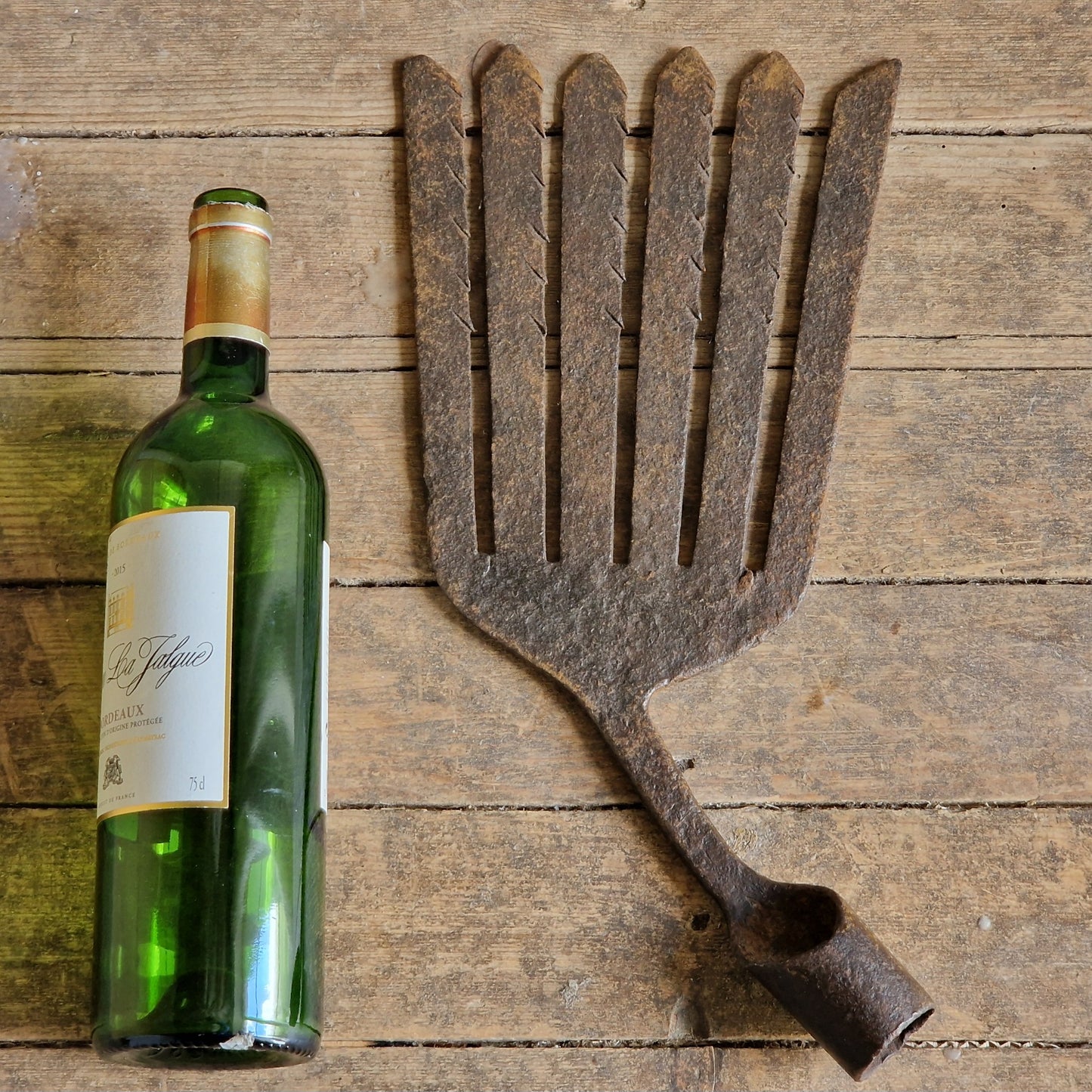 French antique eel fork. French folk art fish catching fork.