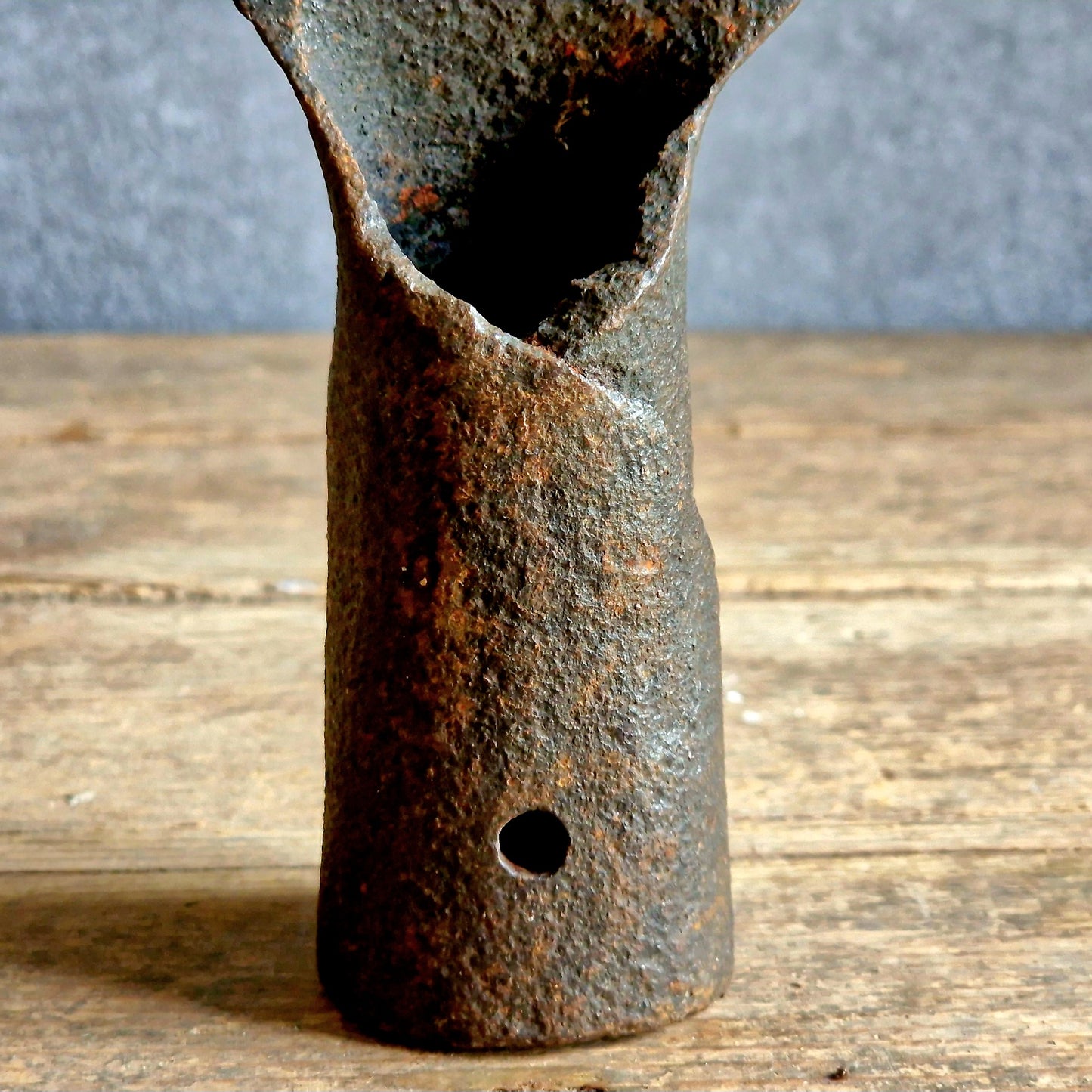 French antique eel fork. Folk art fishing tool.