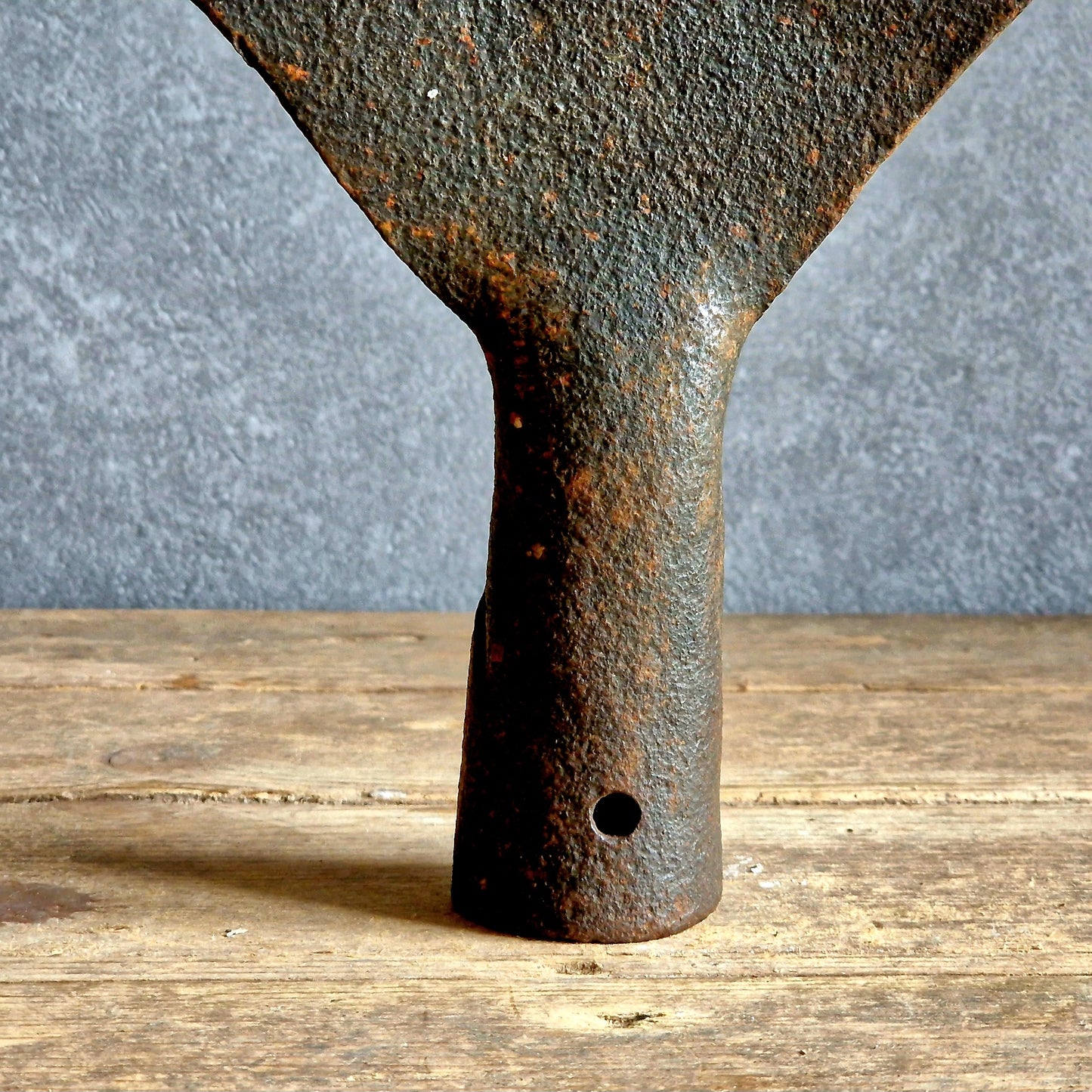 French antique eel fork. Folk art fishing tool.