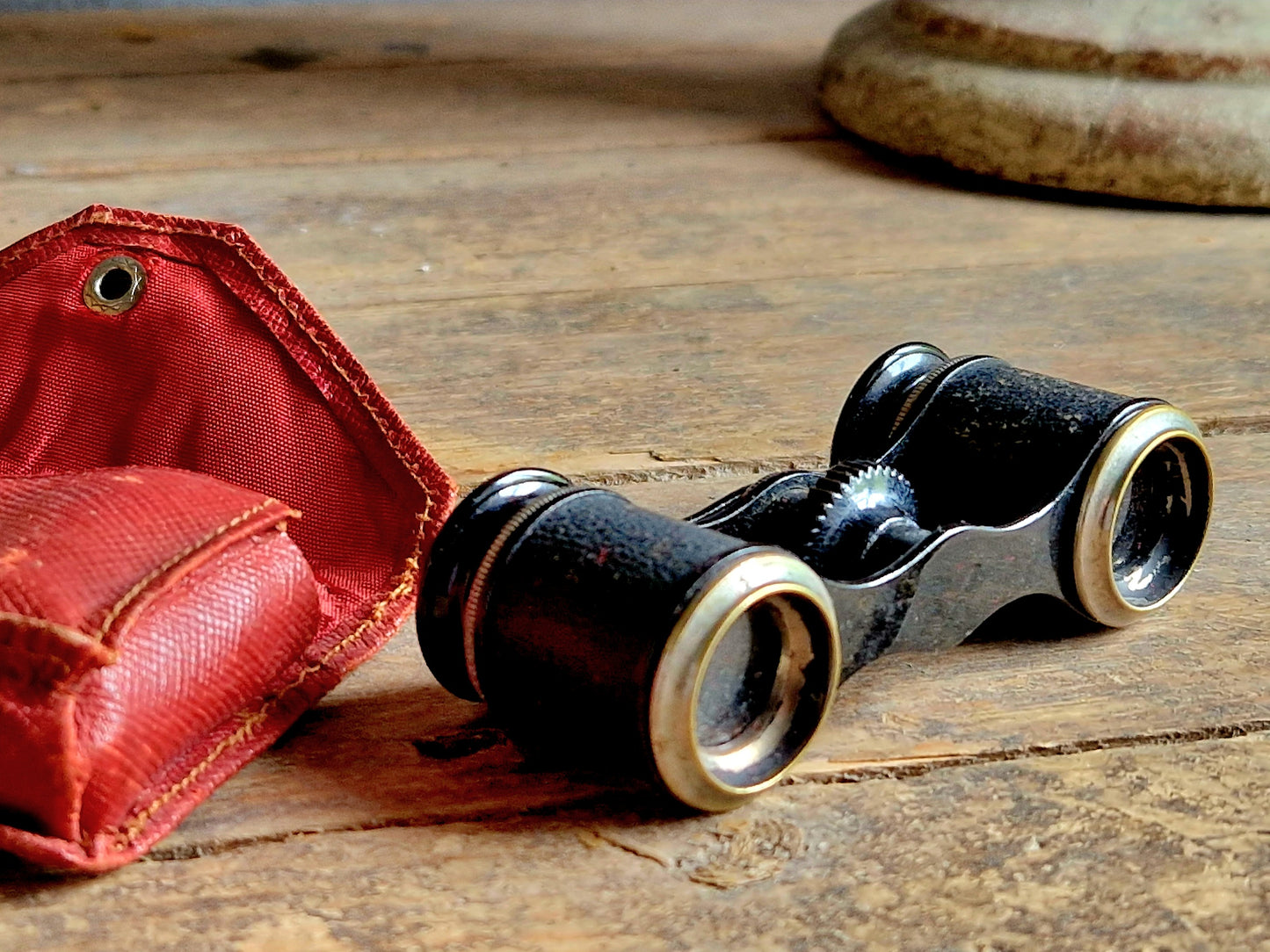 French vintage opera glasses in original case.