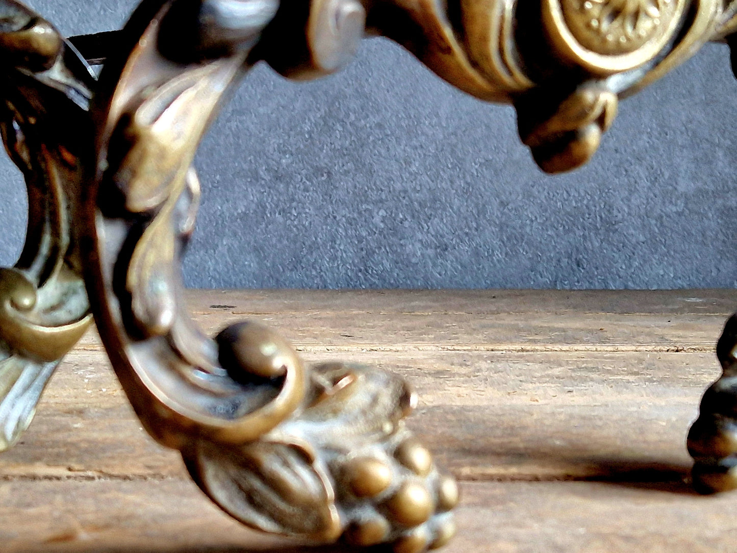 French antique firedogs. Antique brass fire chenets. Antique andirons.