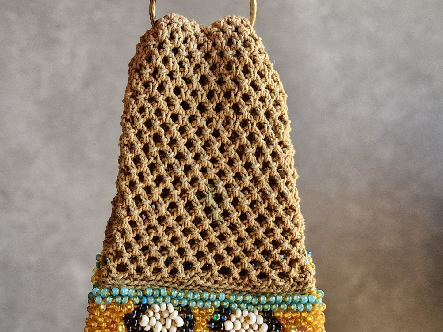 Antique misers purse. French beaded misers purse. Antique costume accessory.