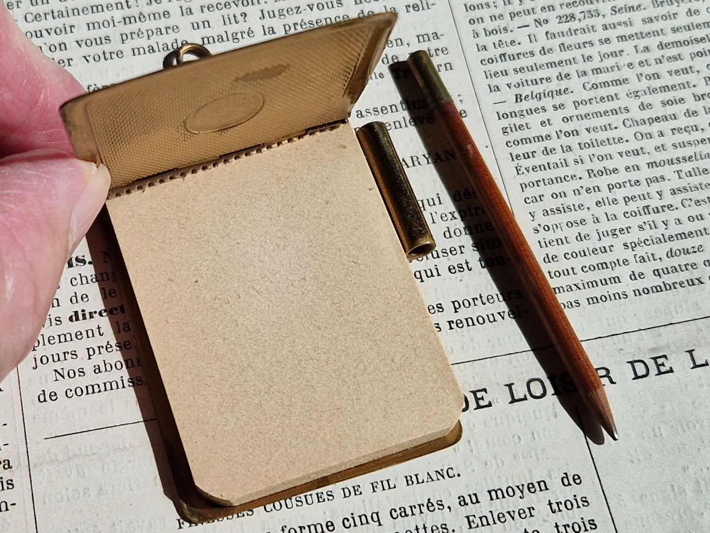 French aide memoire. Antique dance card holder. Carnet de bal.