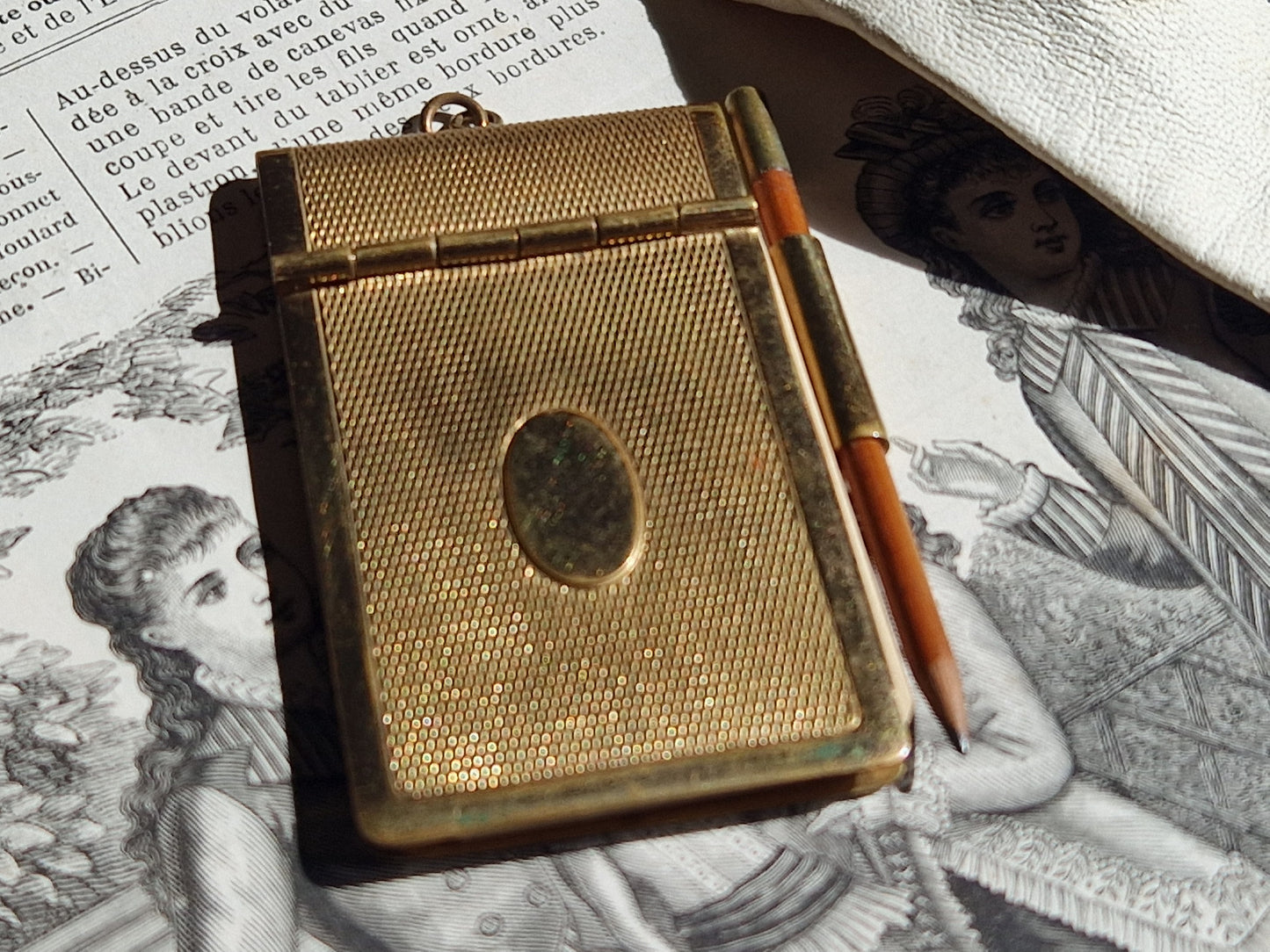 French aide memoire. Antique dance card holder. Carnet de bal.