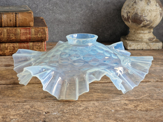 French vintage glass pendant lightshade. Hanging lampshade.