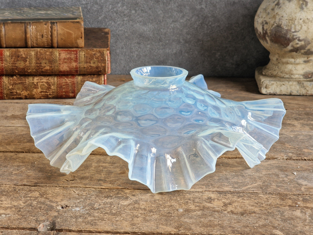 French vintage glass pendant lightshade. Hanging lampshade.