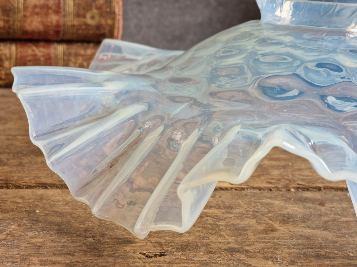 French vintage glass pendant lightshade. Hanging lampshade.