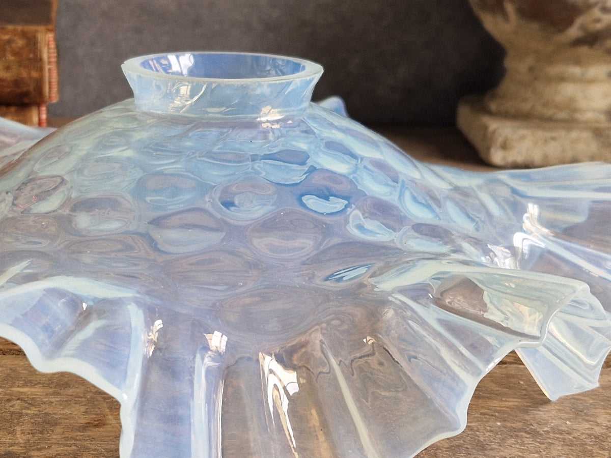 French vintage glass pendant lightshade. Hanging lampshade.