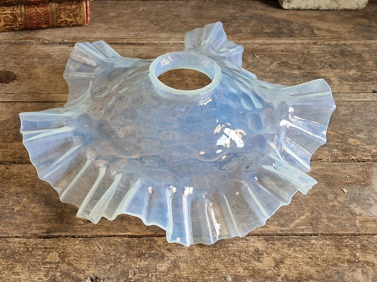 French vintage glass pendant lightshade. Hanging lampshade.