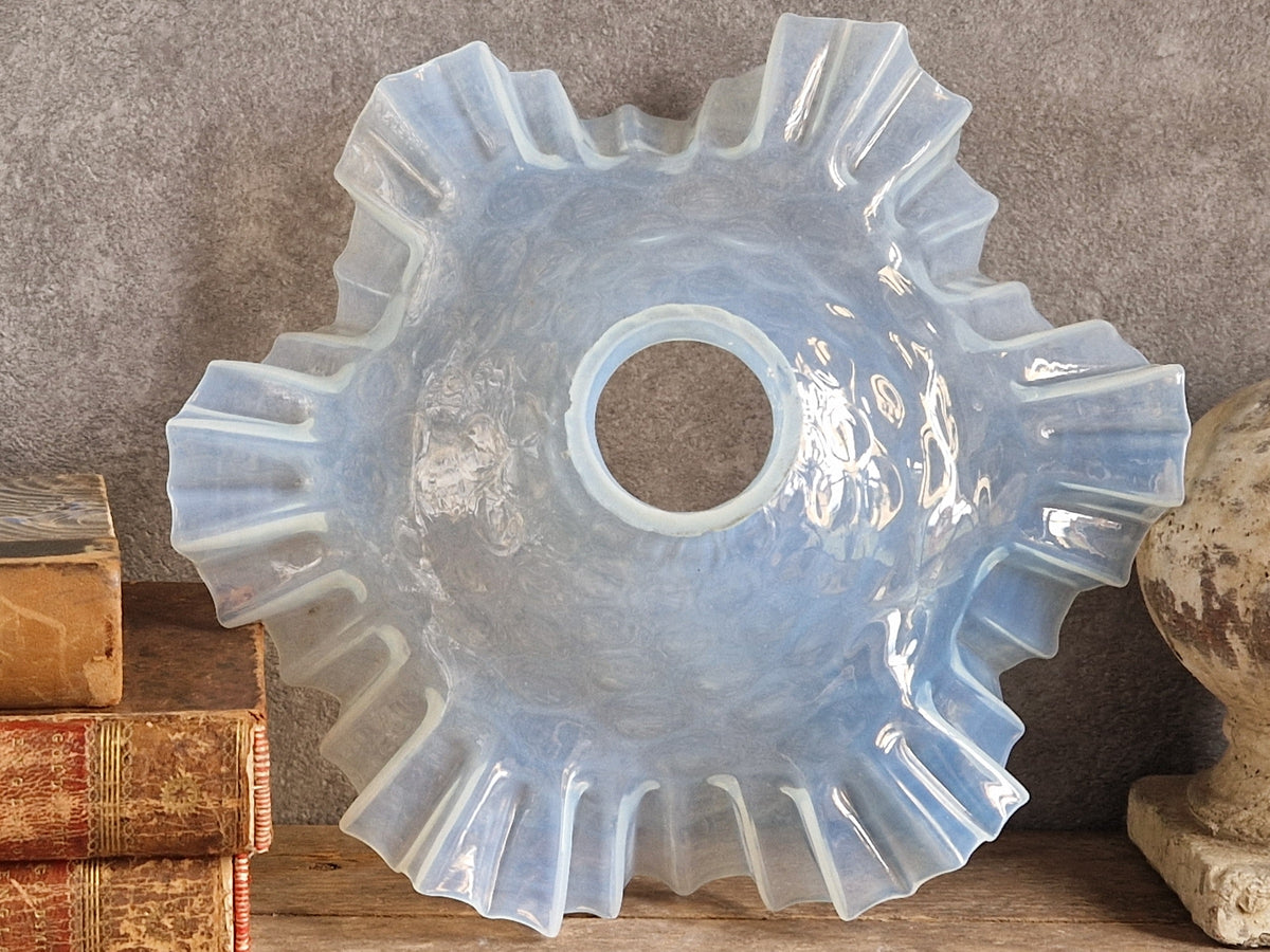 French vintage glass pendant lightshade. Hanging lampshade.