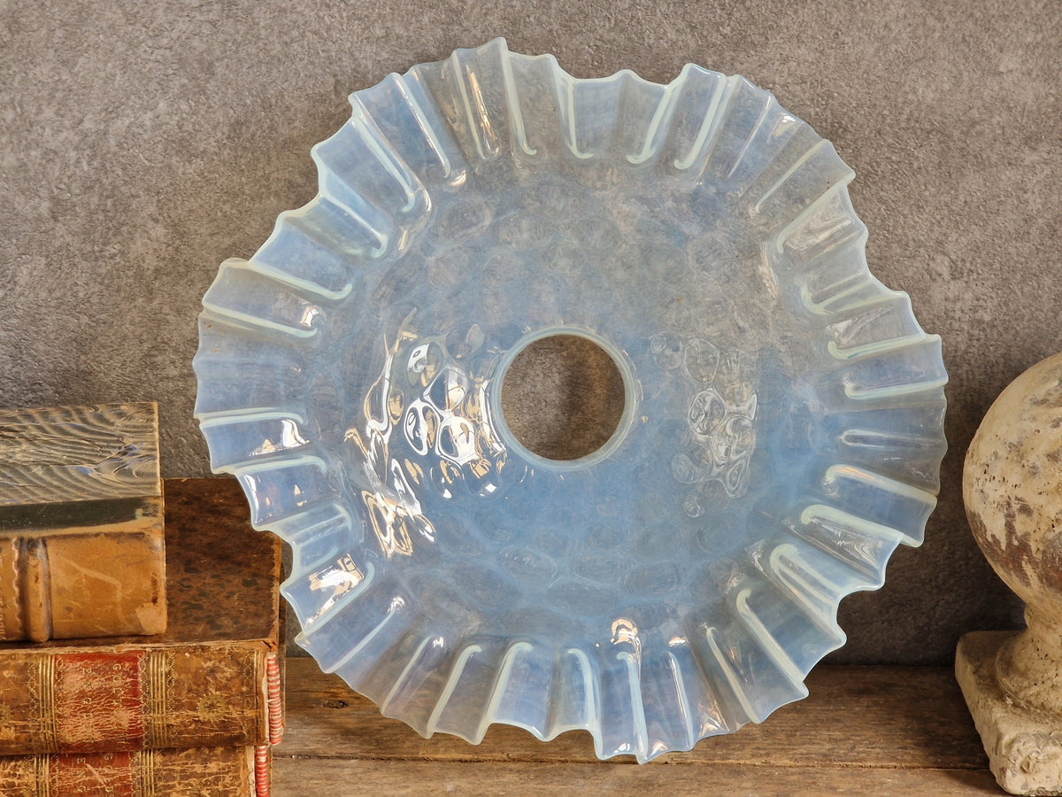 French vintage glass pendant lightshade. Hanging lampshade.