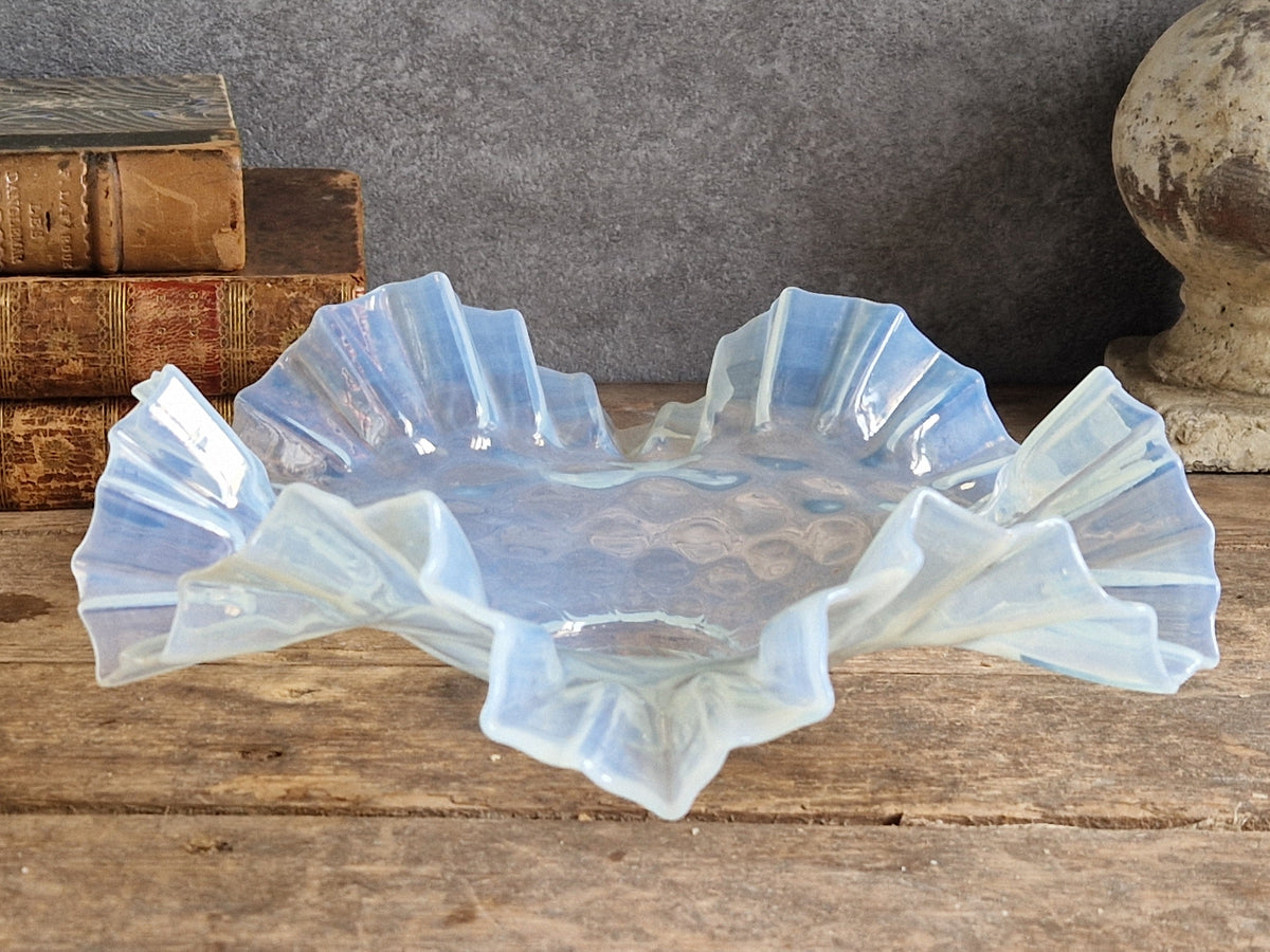 French vintage glass pendant lightshade. Hanging lampshade.