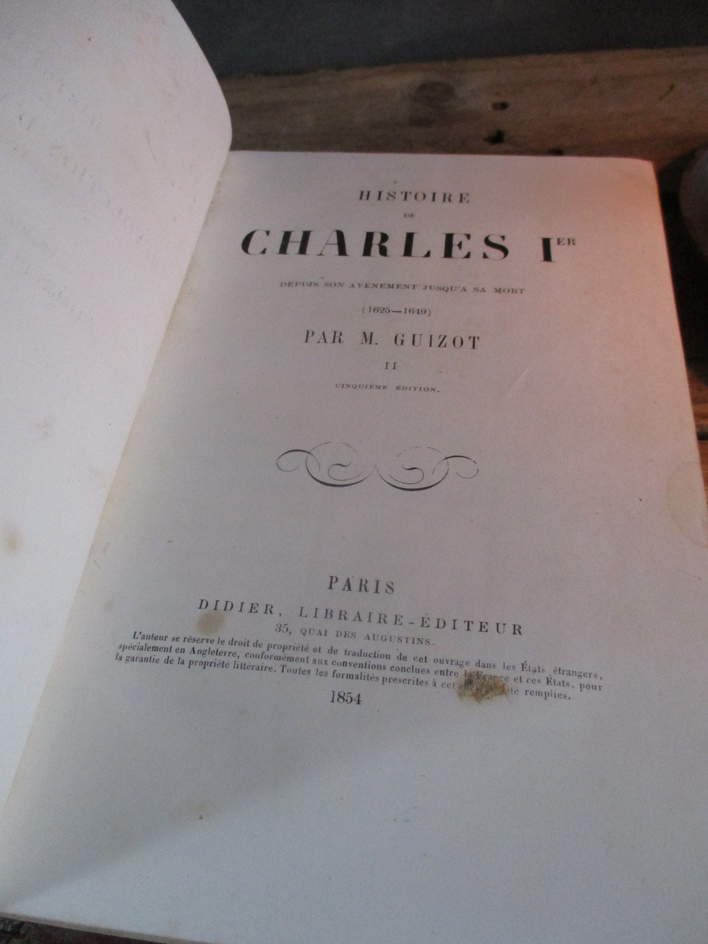 Antique French book. Chateau library. Collectible books.
