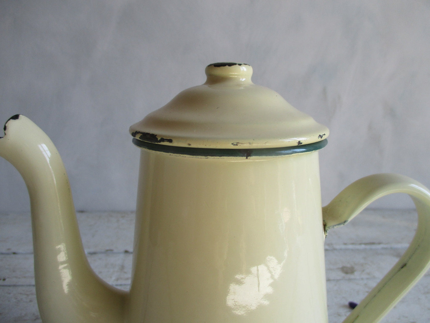 French enamel coffee pot. French enamelware.