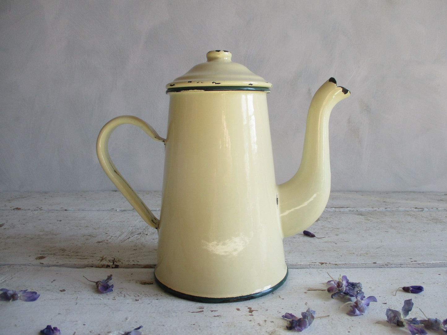 French enamel coffee pot. French enamelware.