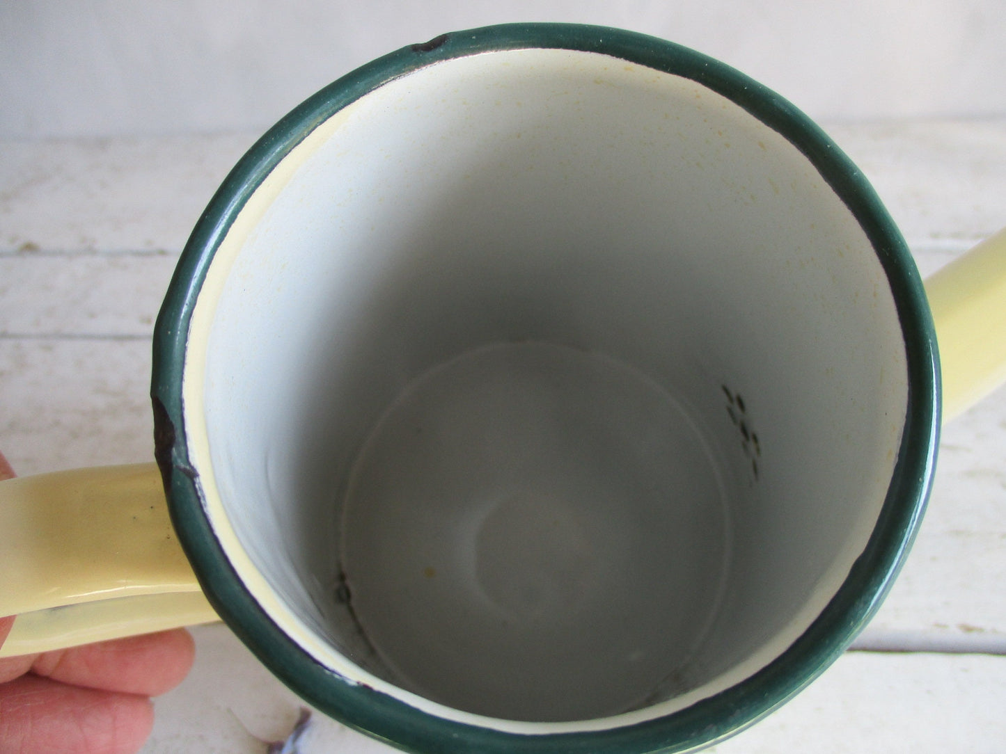 French enamel coffee pot. French enamelware.