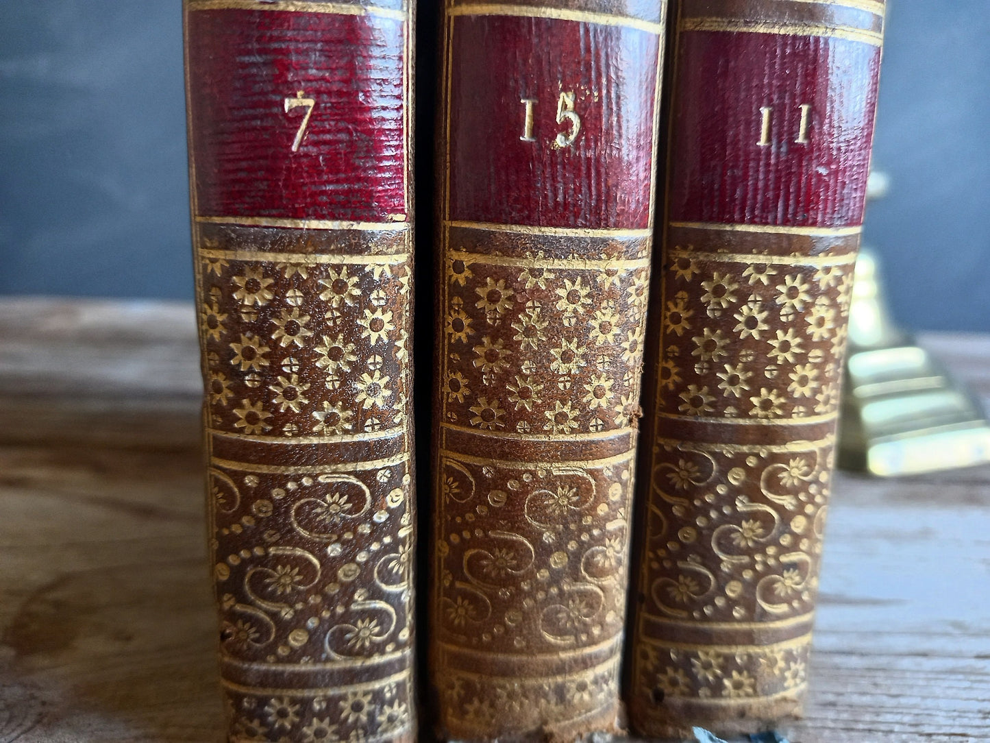 French antique books. Antiquarian books. Old books decor.