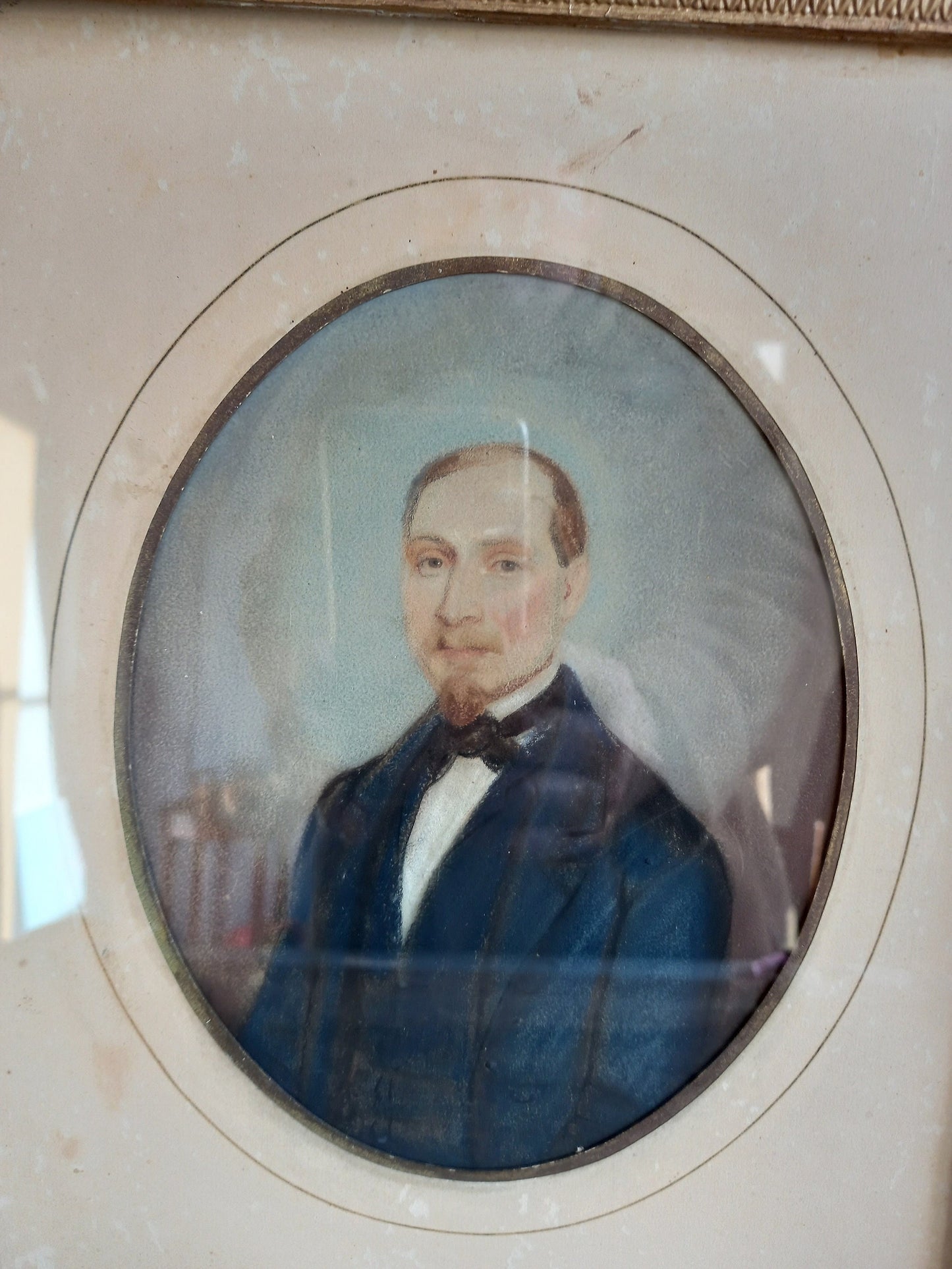 Victorian portrait of a gentleman. Victorian art. Pastel drawing.