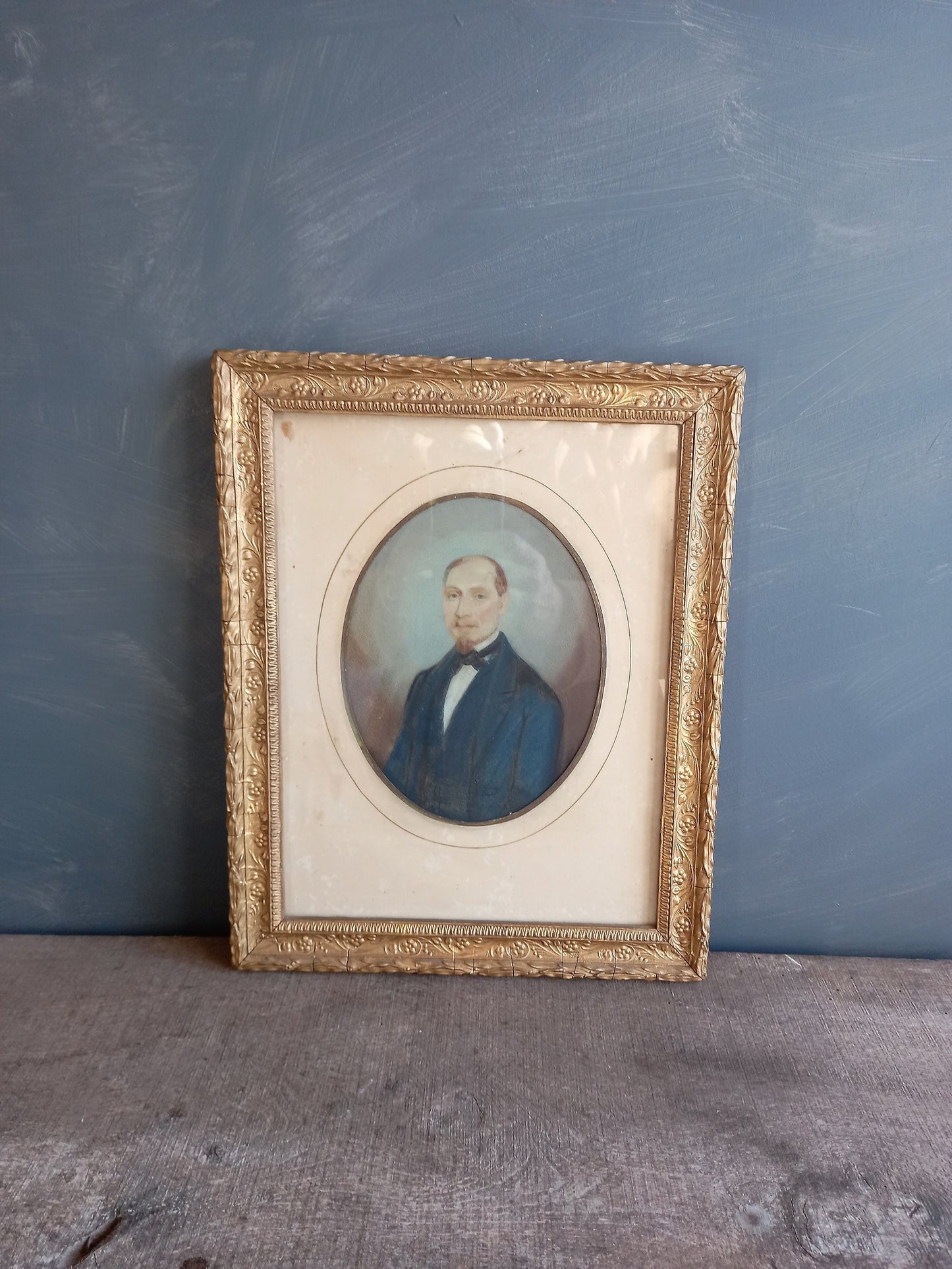 Victorian portrait of a gentleman. Victorian art. Pastel drawing.