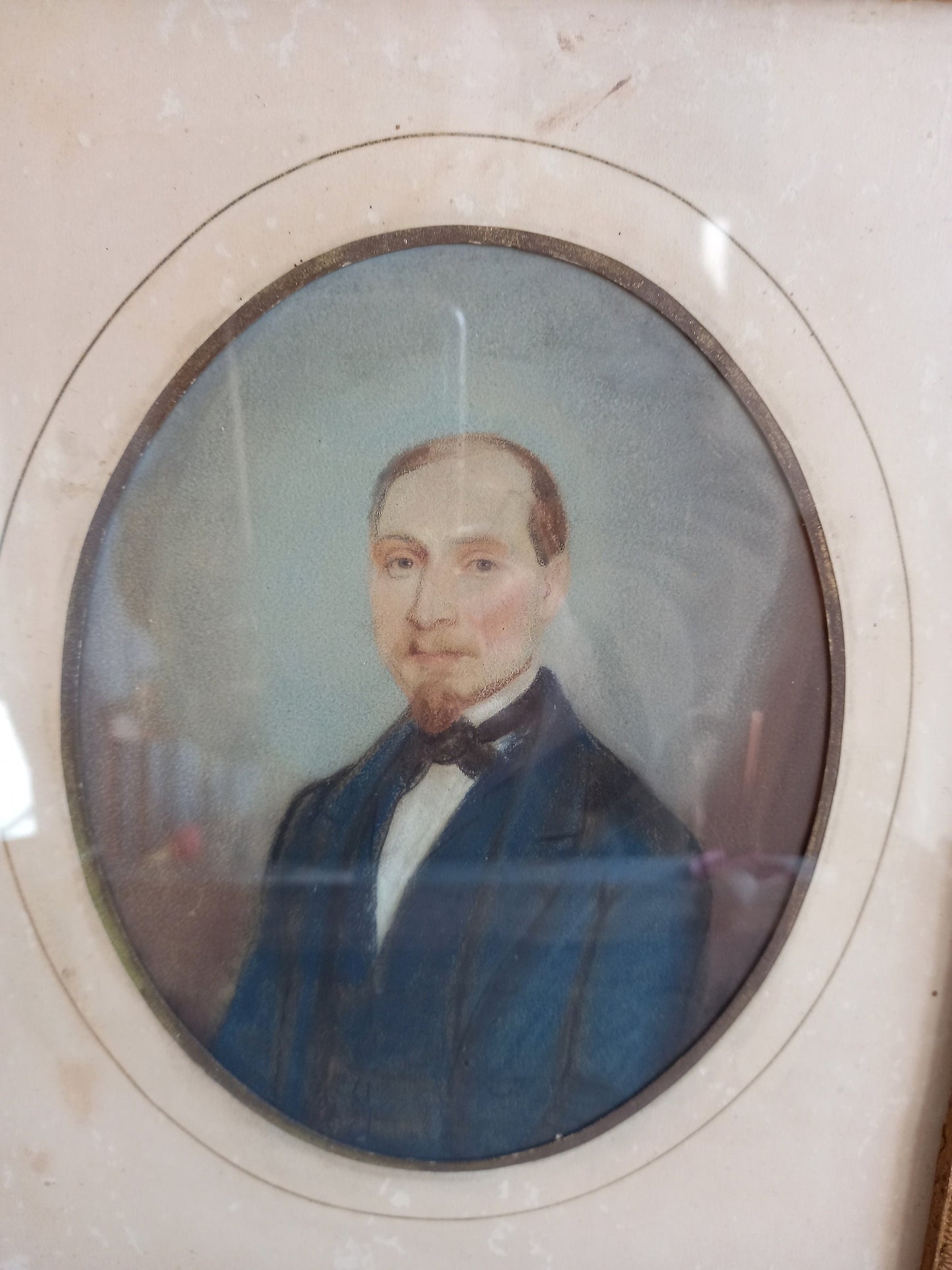 Victorian portrait of a gentleman. Victorian art. Pastel drawing.