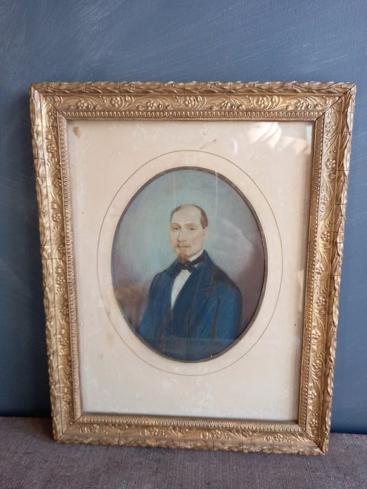 Victorian portrait of a gentleman. Victorian art. Pastel drawing.