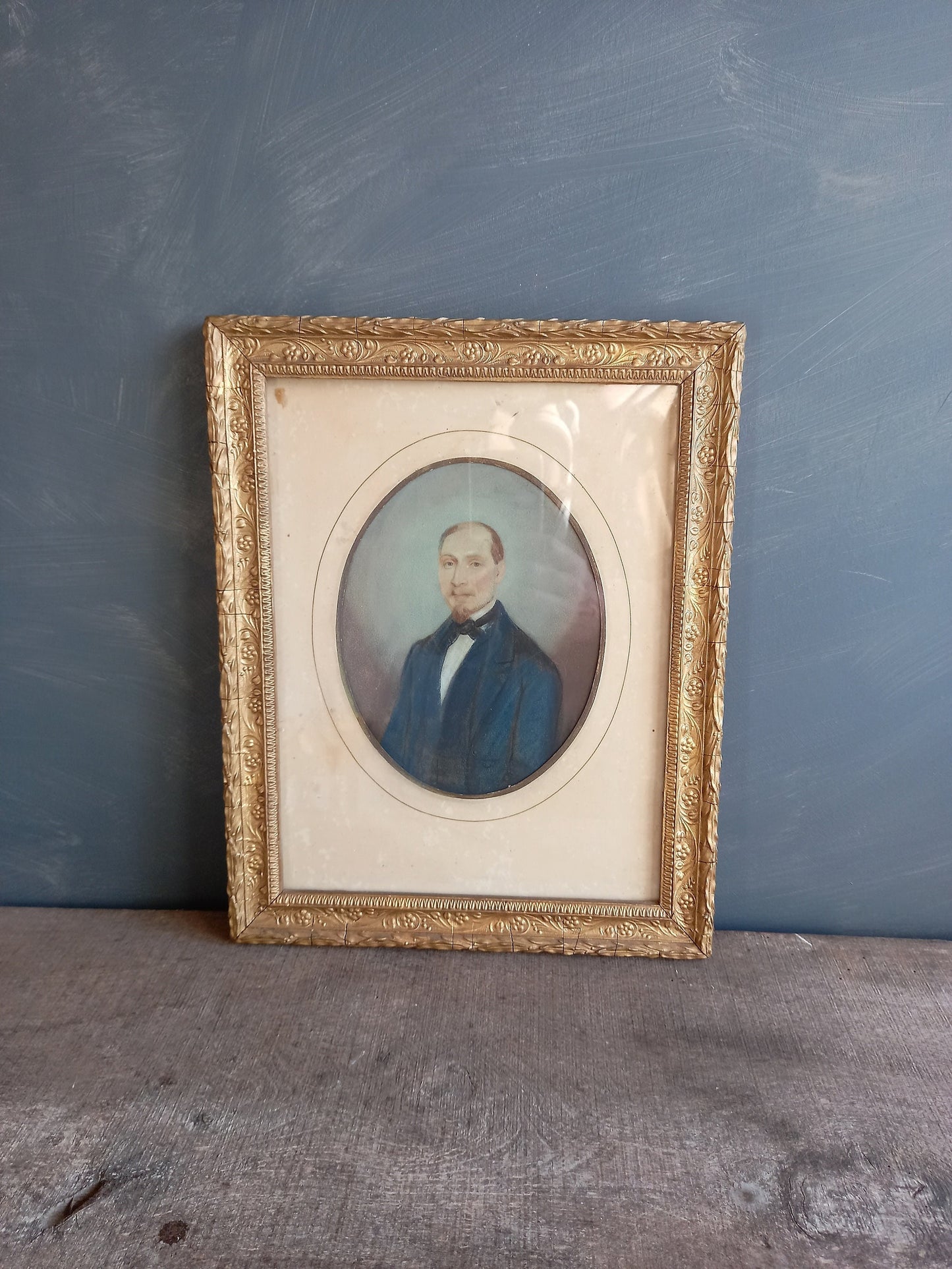 Victorian portrait of a gentleman. Victorian art. Pastel drawing.