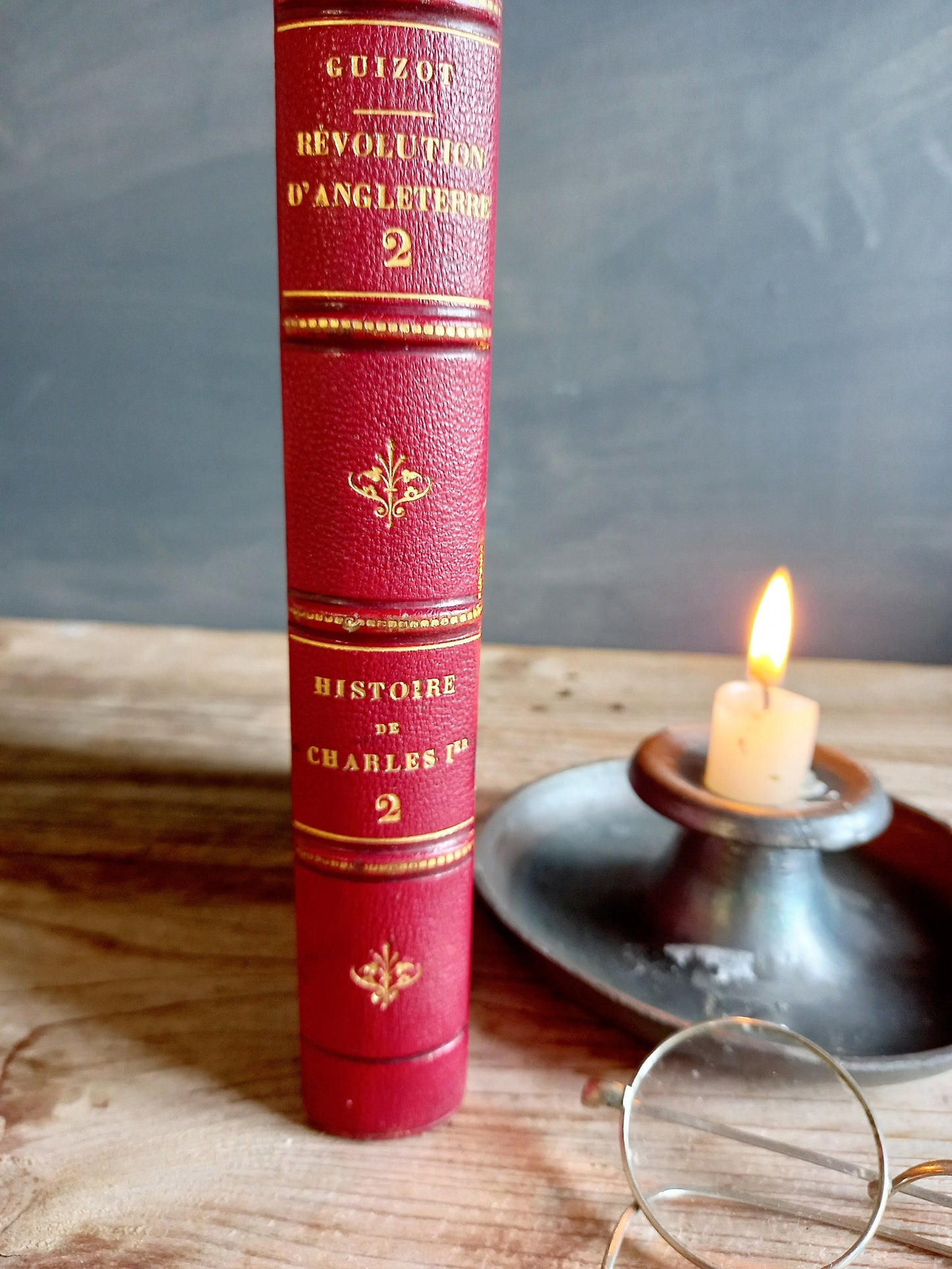 Antique French book. Chateau library. Collectible books.