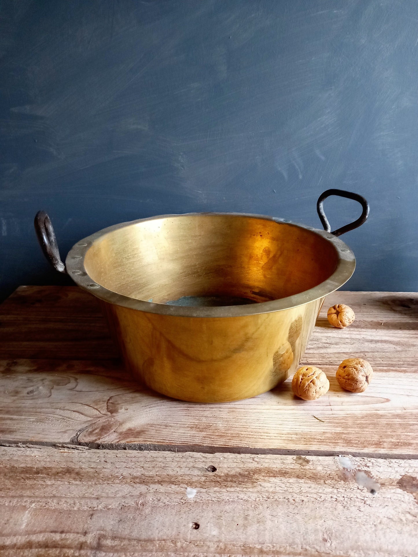French antique brass bowl. 19th century antique brass bowl.