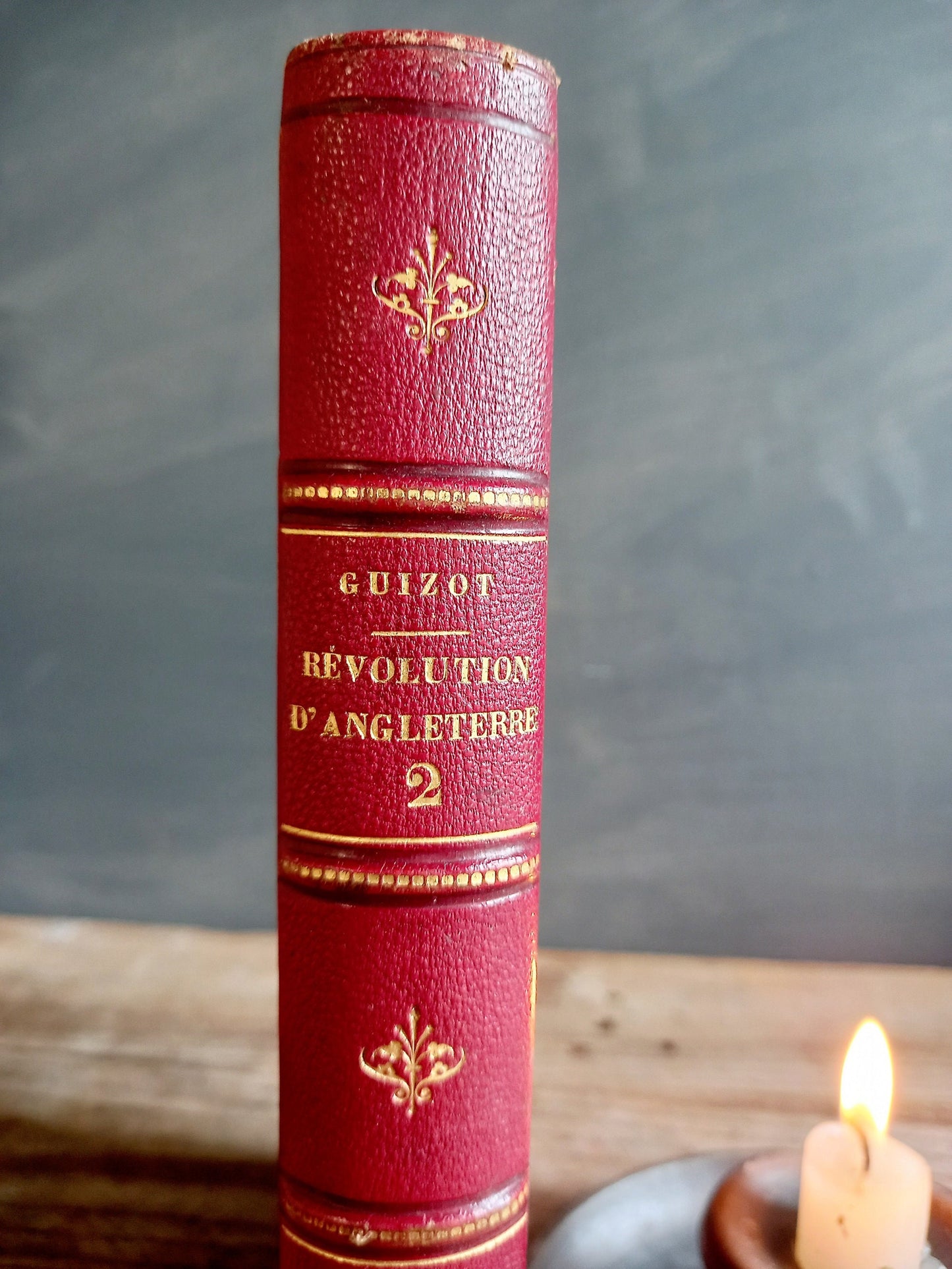Antique French book. Chateau library. Collectible books.