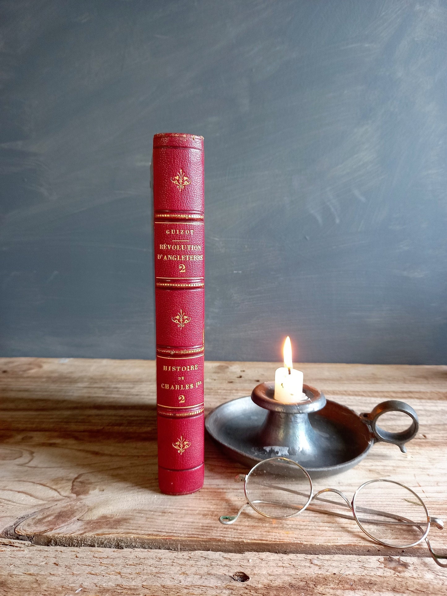 Antique French book. Chateau library. Collectible books.