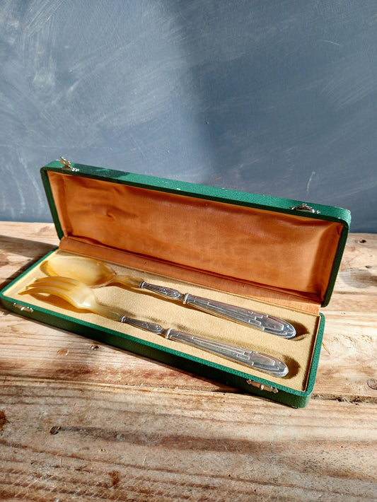1930s salad serving set. French dining room decor.
