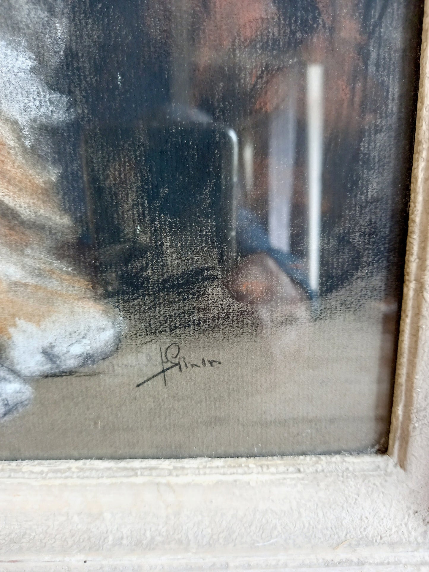 Pastel original français représentant un chaton : un cadeau vintage pour les amoureux des chats.