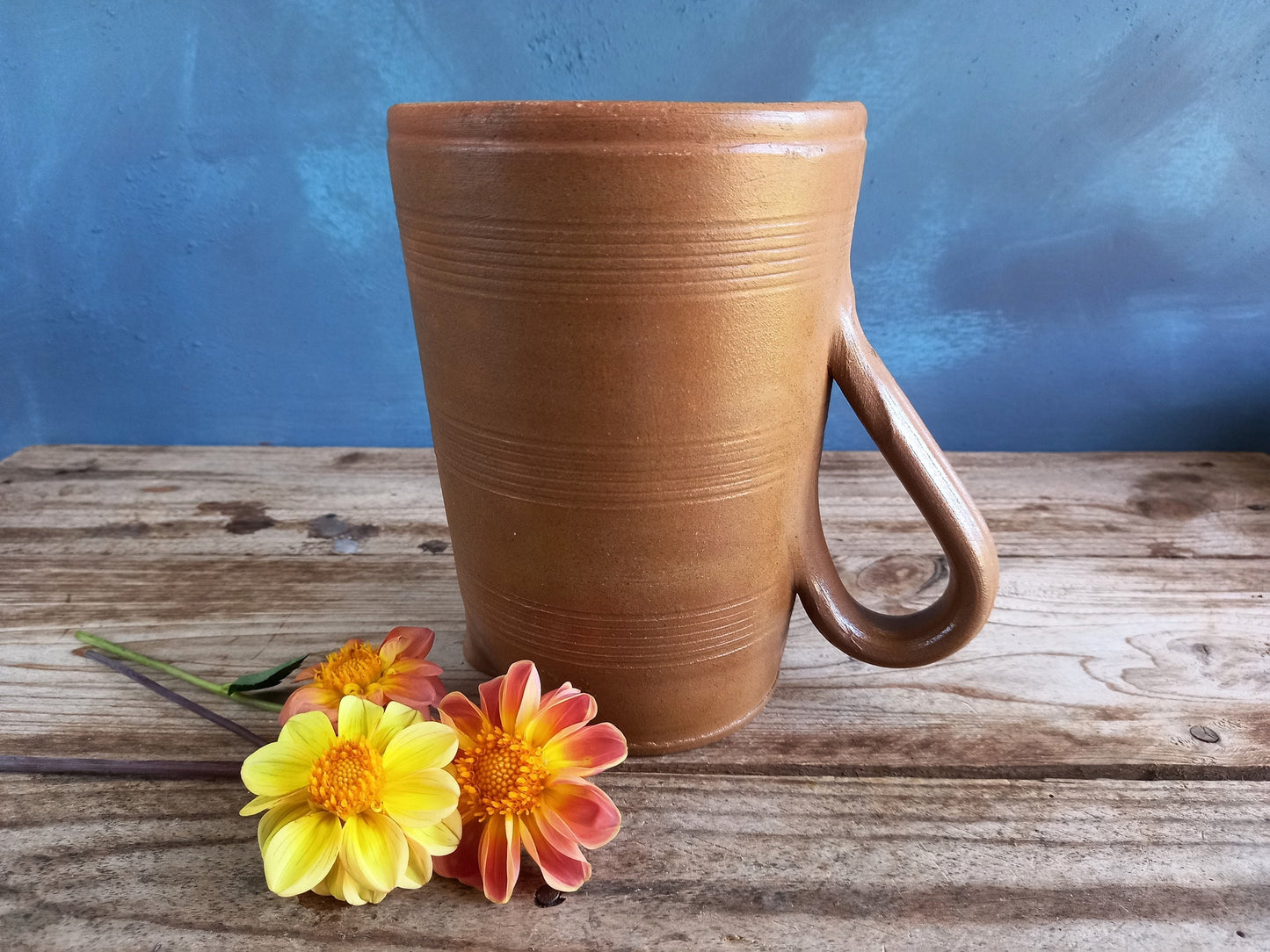 French Stoneware Jug, Rustic Farmhouse Pitcher, Normandy Pottery