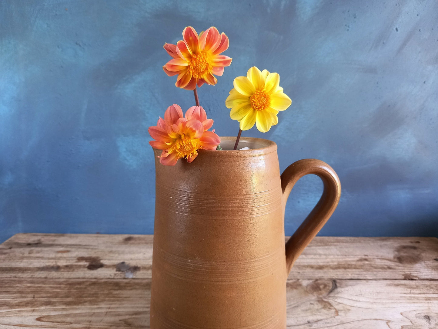 French Stoneware Jug, Rustic Farmhouse Pitcher, Normandy Pottery