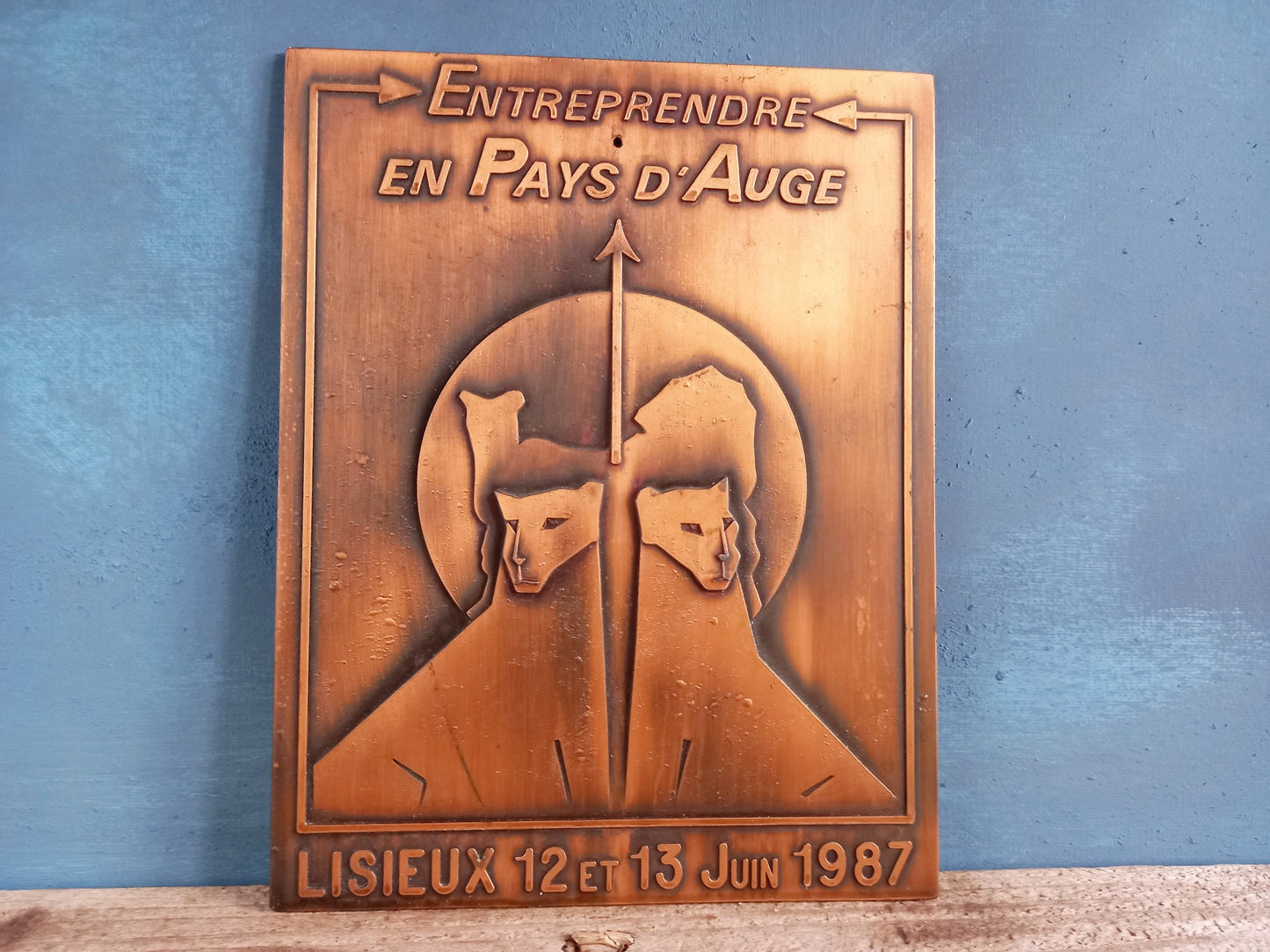 Industrial wall art. Metal wall plaque. French wall art.