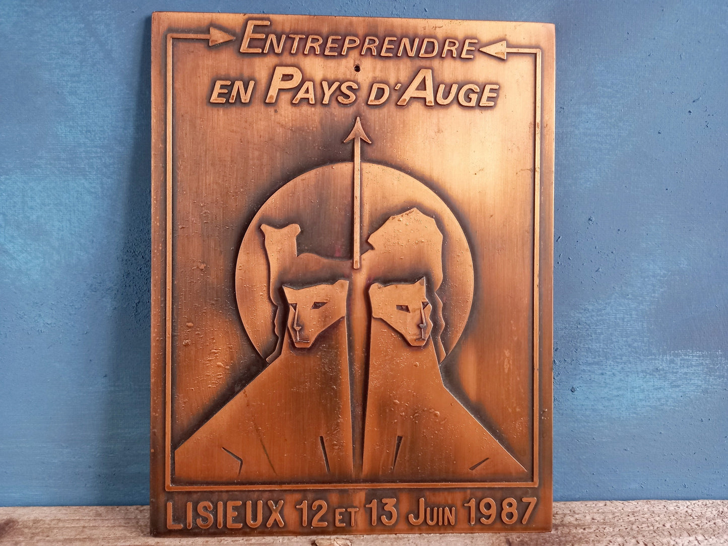 Industrial wall art. Metal wall plaque. French wall art.
