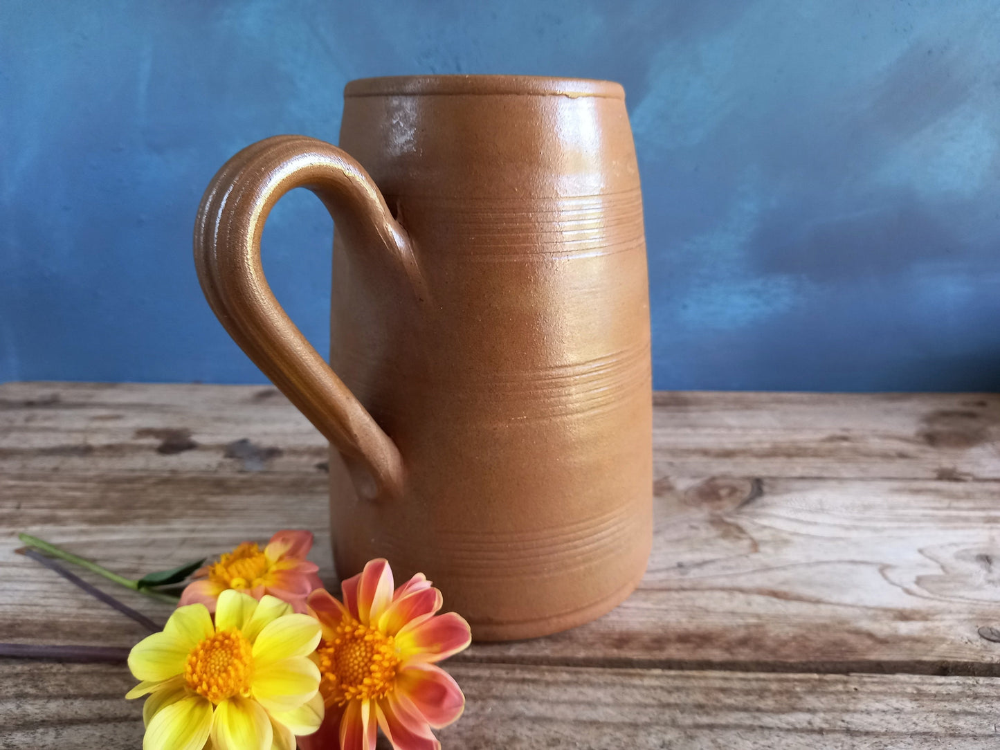 French Stoneware Jug, Rustic Farmhouse Pitcher, Normandy Pottery
