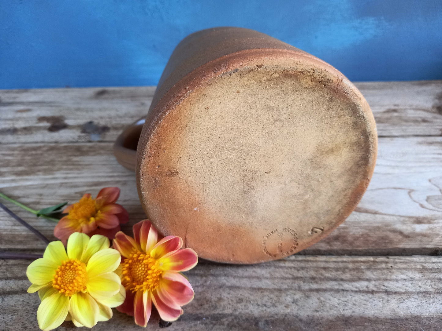 French Stoneware Jug, Rustic Farmhouse Pitcher, Normandy Pottery