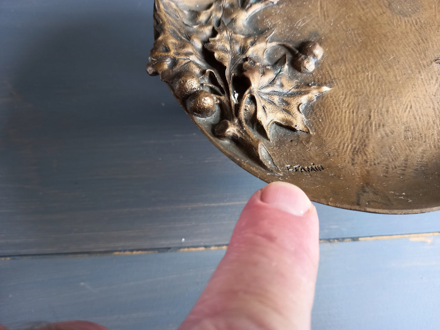 Antique bronze tazza by E Famin.