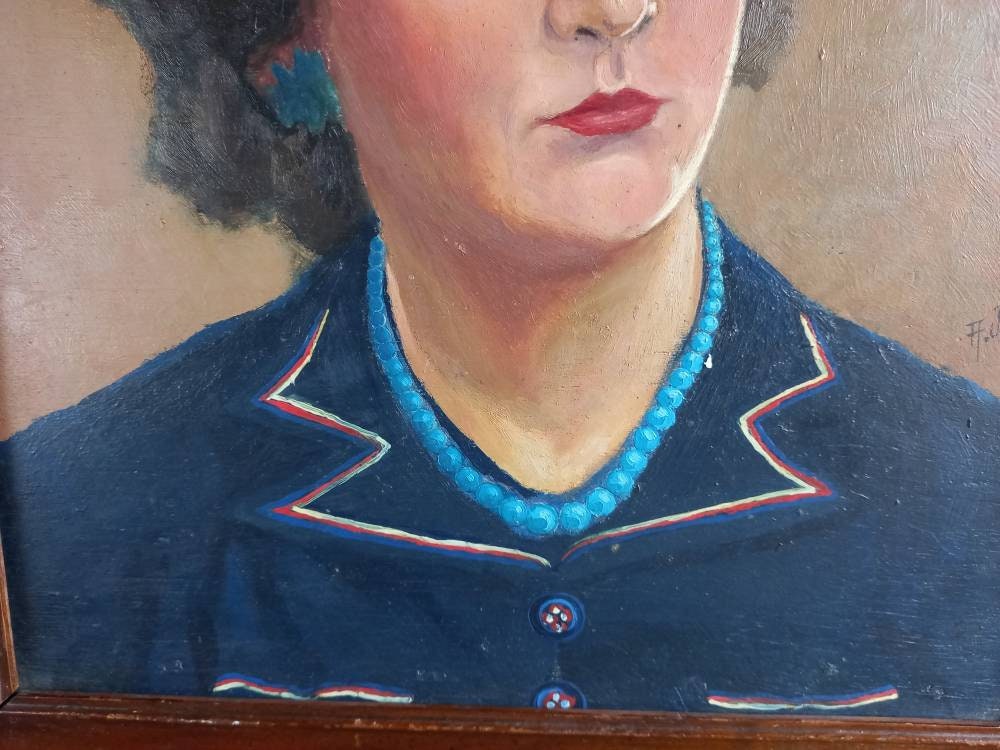 French portrait. Wartime portrait.French portrait of lady. 1945 portrait of a lady.