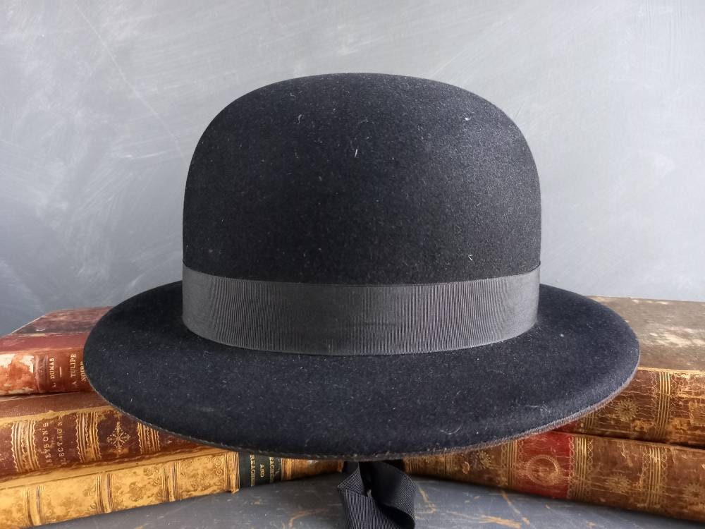 Chapeau ancien en feutre de style édouardien - Tress &amp; Co. Londres, époque Downton Abbey
