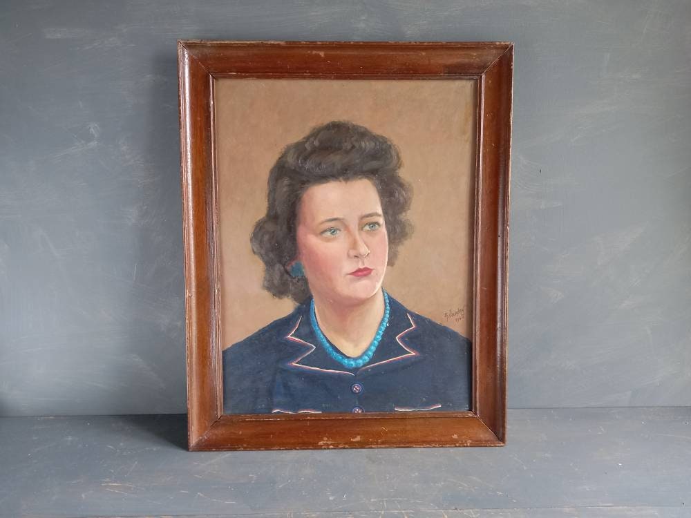 French portrait. Wartime portrait.French portrait of lady. 1945 portrait of a lady.