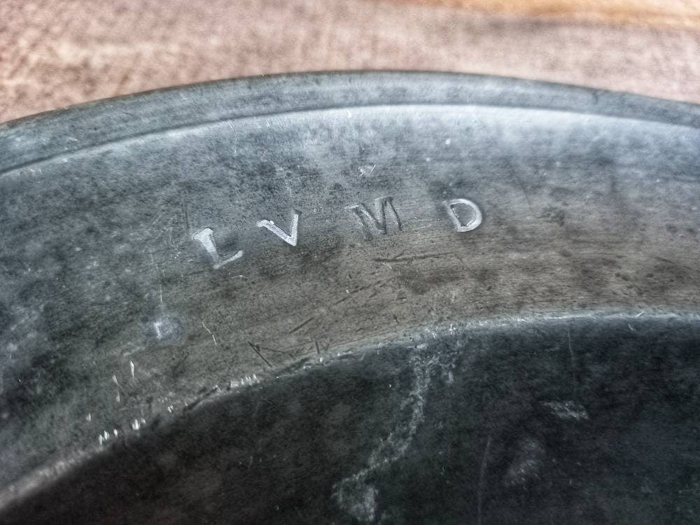 French antique pewter plate. Large antique pewter plate.