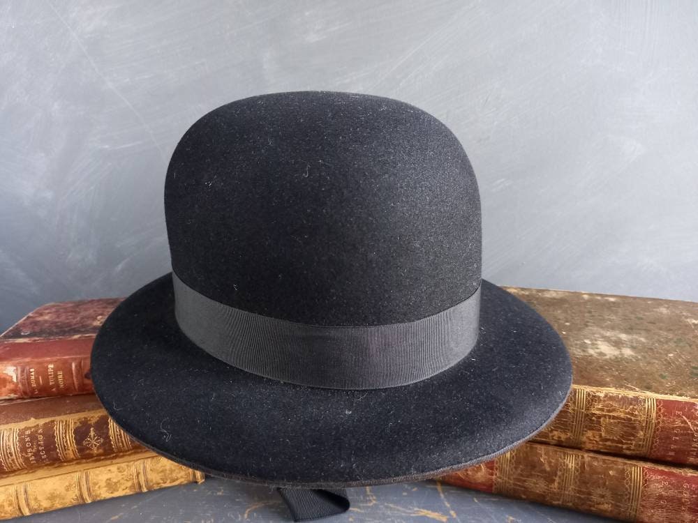 Chapeau ancien en feutre de style édouardien - Tress &amp; Co. Londres, époque Downton Abbey