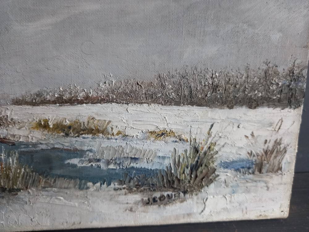 French oil painting. French art. Snow scene oil painting.