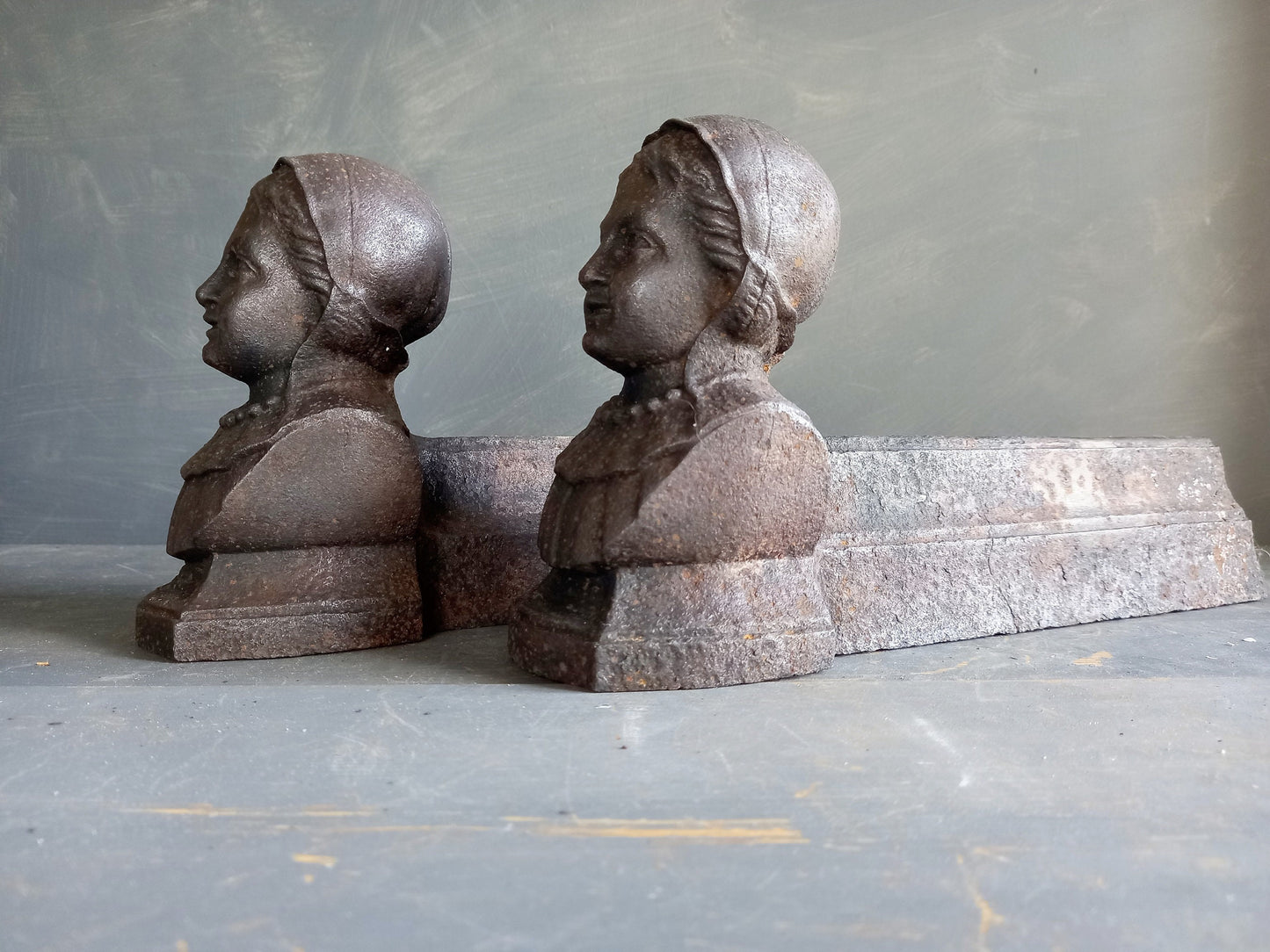 French antique andirons. Andirons. Fireplace dogs. Antique chenets.