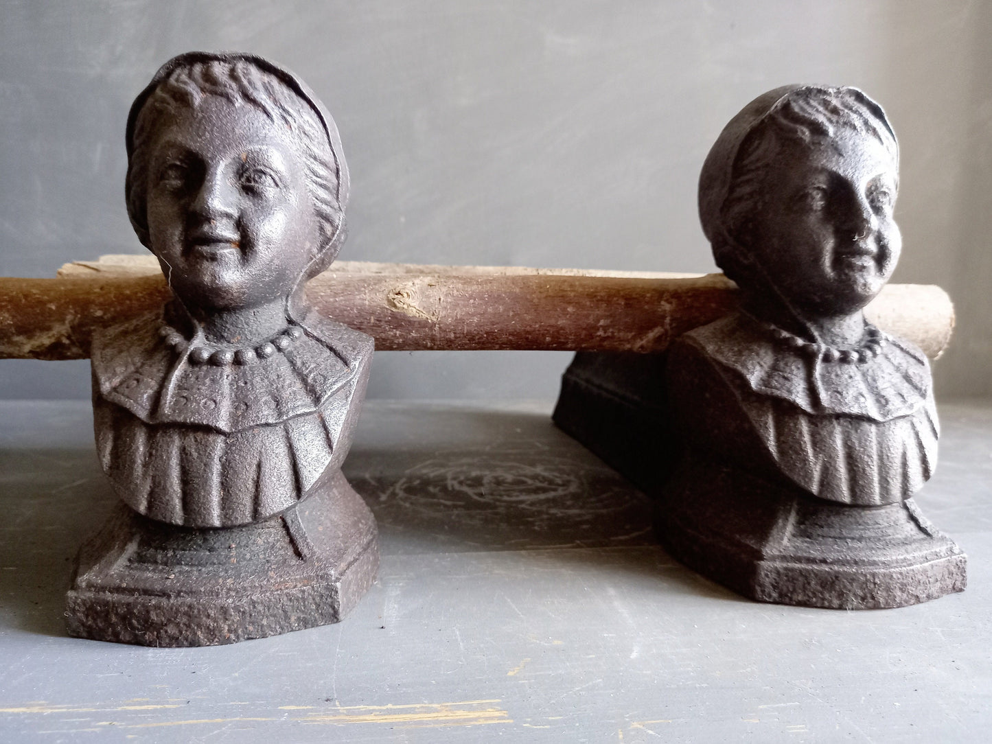 French antique andirons. Andirons. Fireplace dogs. Antique chenets.